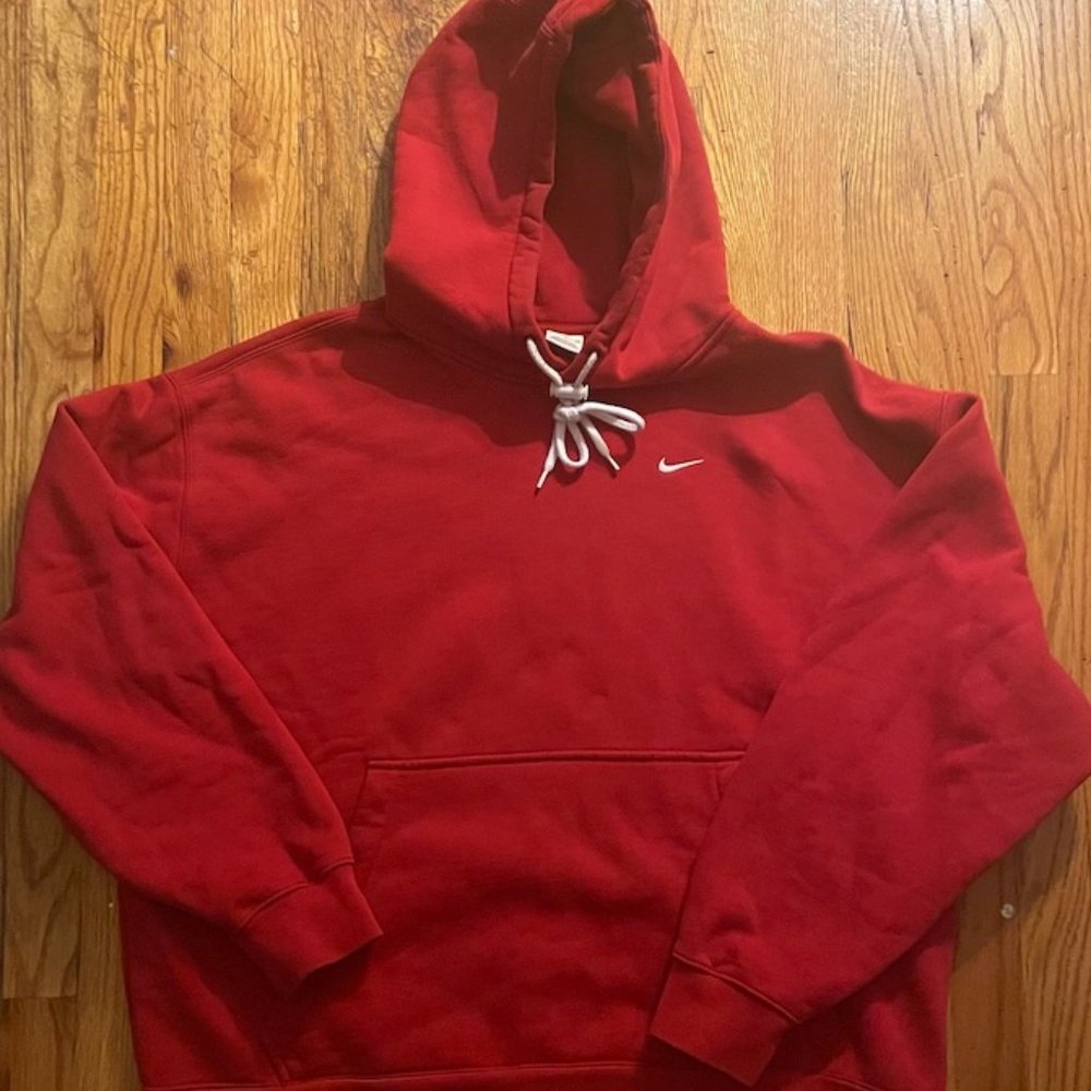 NIKE Hoodie Men's XL Red Pullover Sweatshirt Chest Swoosh